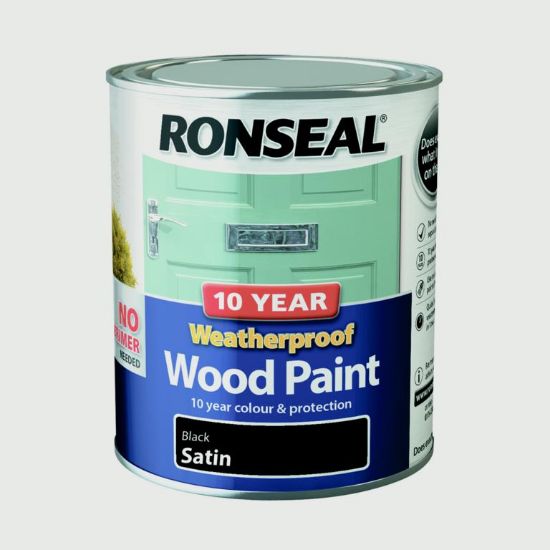 Ronseal 10 Year Weatherproof Satin Wood Paint 750ml - Black