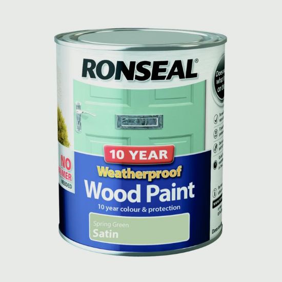 Ronseal 10 Year Weatherproof Satin Wood Paint 750ml - Spring Green