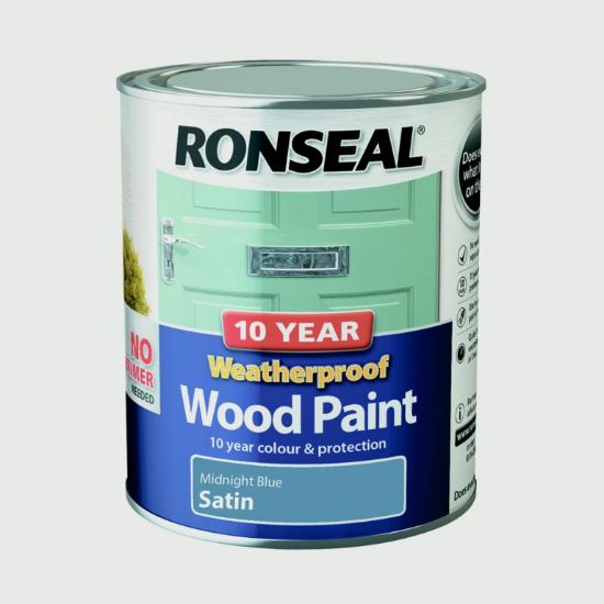 Ronseal 10 Year Weatherproof Satin Wood Paint 750ml - Midnight Blue