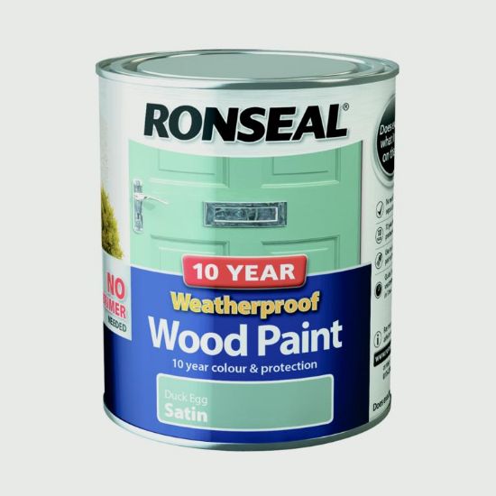 Ronseal 10 Year Weatherproof Satin Wood Paint 750ml - Duck Egg