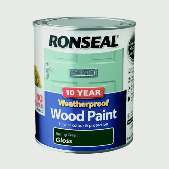 Ronseal 10 Year Weatherproof Gloss Wood Paint 750ml -  Racing Green