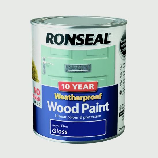 Ronseal 10 Year Weatherproof Gloss Wood Paint 750ml -  Royal Blue