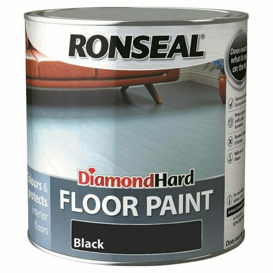 Ronseal Diamond Hard Floor Paint 750ml - Wood & Concrete Floors - Black