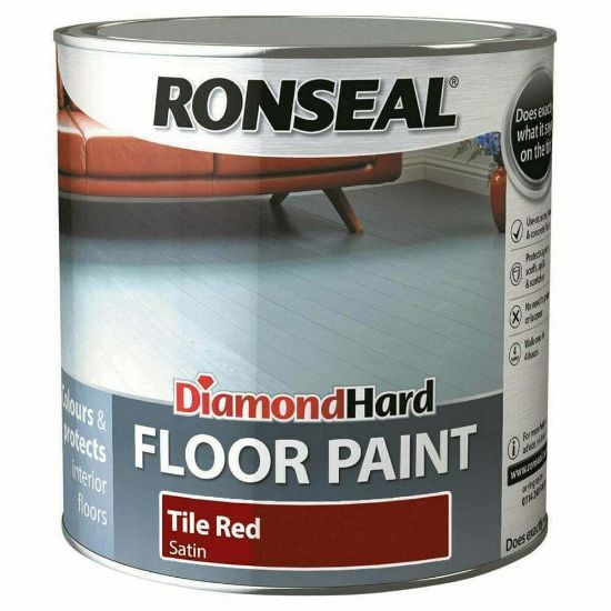 Ronseal Diamond Hard Floor Paint 750ml - Wood & Concrete Floors -  Tile Red