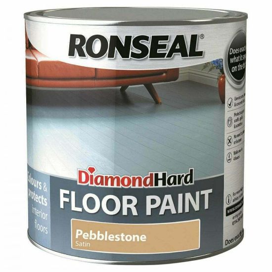 Ronseal Diamond Hard Floor Paint 750ml - Wood & Concrete Floors -  Pebble