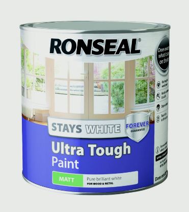 Ronseal Stays White Ultra Tough Paint White Matt 750ML