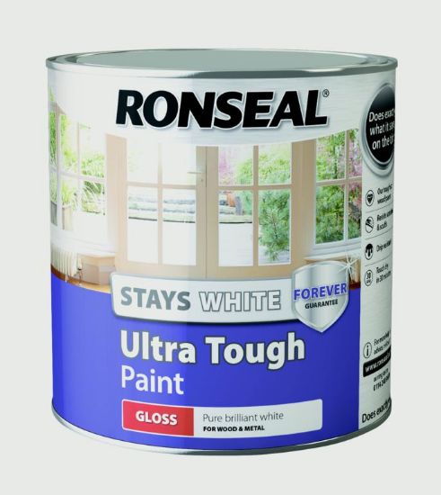 Ronseal Stays White Ultra Tough Paint White Gloss 750ML