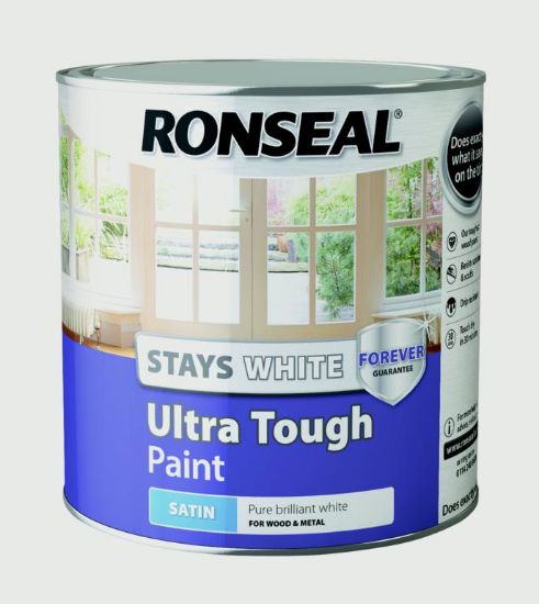 Ronseal Stays White Ultra Tough Paint Satin 750ML