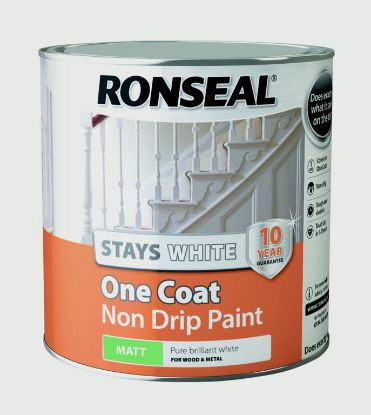 Ronseal Stays White One Coat Non Drip Paint - Matt 750ML