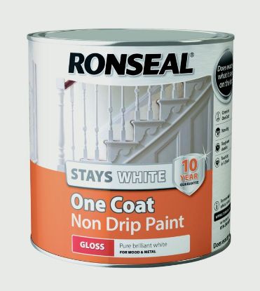 Ronseal Stays White One Coat Non Drip Paint - Gloss 750ML 