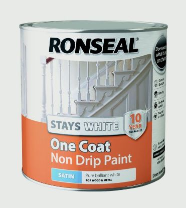 Ronseal Stays White One Coat Non Drip Paint - Satin 750ML