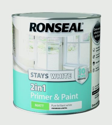 Ronseal Stays White 2 in 1 Primer and Paint Matt - 750ML