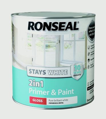 Ronseal Stays White 2 in 1 Primer and Paint Gloss - 750ML