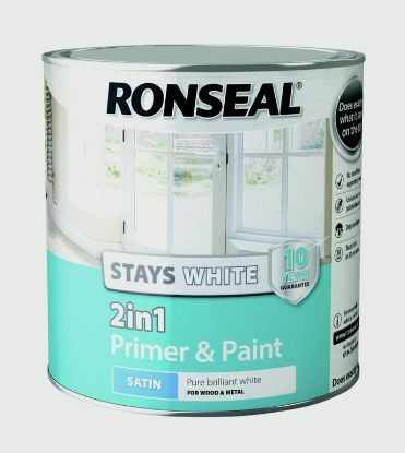 Ronseal Stays White 2 in 1 Primer and Paint Satin - 750ML