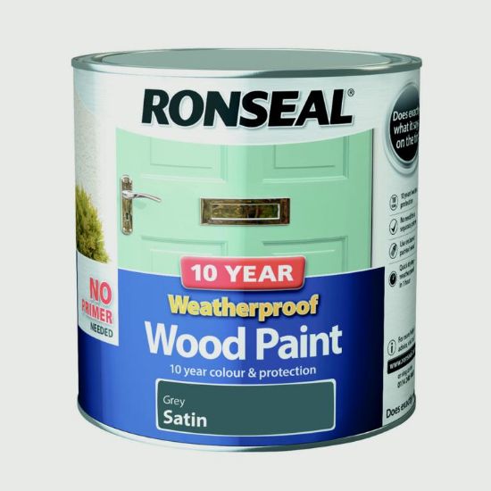 Ronseal 10 Year Weatherproof Satin Wood Paint 750ml - Grey